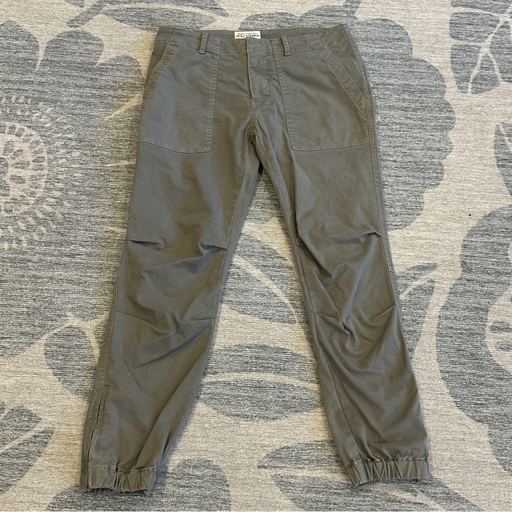 NILI LOTAN Olive Green Cropped French Military Cotton Twill Zipper Ankle Pants 2
